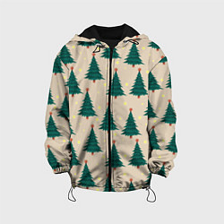 Куртка с капюшоном детская Новогодняя ель, цвет: 3D-черный