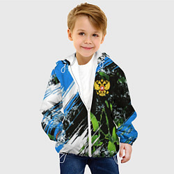 Куртка с капюшоном детская Герб России на камуфляже, цвет: 3D-белый — фото 2