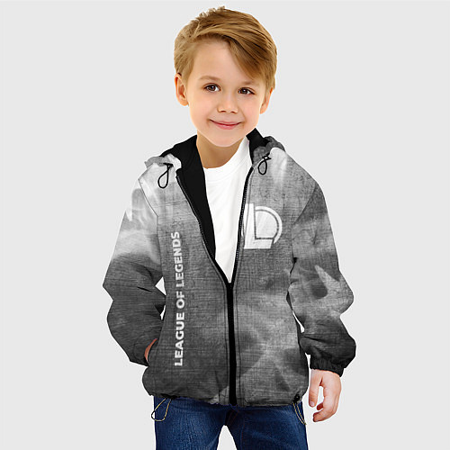 Детская куртка League of Legends - grey gradient вертикально / 3D-Черный – фото 4