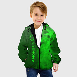 Куртка с капюшоном детская Among Us - green gradient по-вертикали, цвет: 3D-черный — фото 2