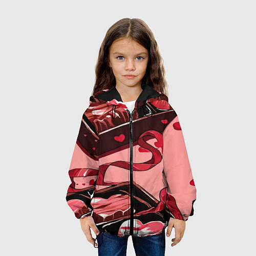 Детская куртка Шоколадки в форме сердца / 3D-Черный – фото 3