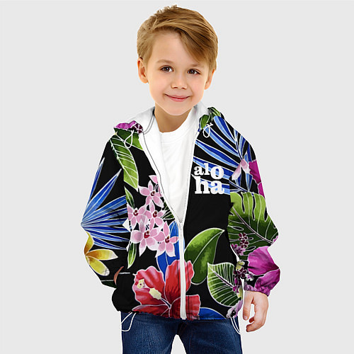 Детская куртка Tropical flowers - aloha / 3D-Белый – фото 4