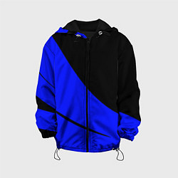 Куртка с капюшоном детская Чёрный с синим двуцветный с полосой, цвет: 3D-черный