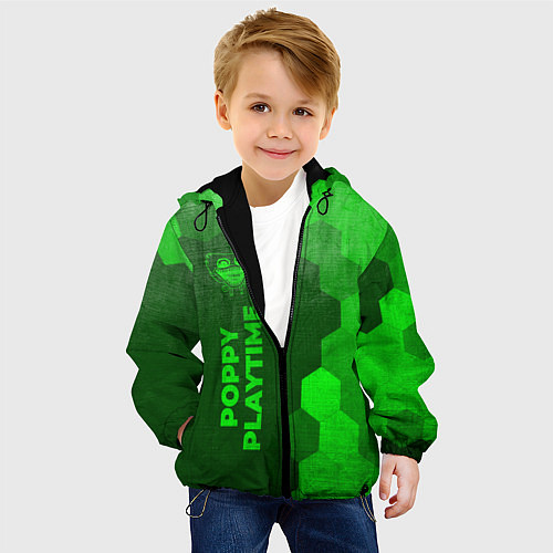 Детская куртка Poppy Playtime - green gradient по-вертикали / 3D-Черный – фото 4