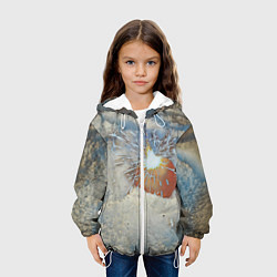 Куртка с капюшоном детская Искрящийся мандарин на снегу, цвет: 3D-белый — фото 2