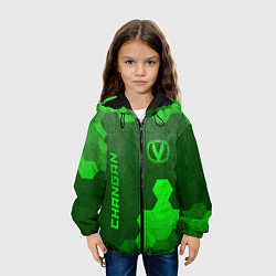 Куртка с капюшоном детская Changan - green gradient вертикально, цвет: 3D-черный — фото 2