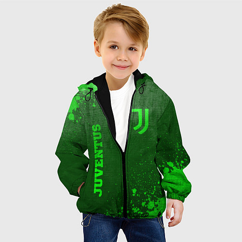 Детская куртка Juventus - green gradient вертикально / 3D-Черный – фото 4