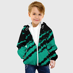 Куртка с капюшоном детская The color is black and turquoise, цвет: 3D-белый — фото 2