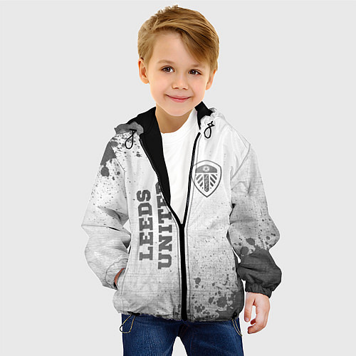 Детская куртка Leeds United - white gradient вертикально / 3D-Черный – фото 4
