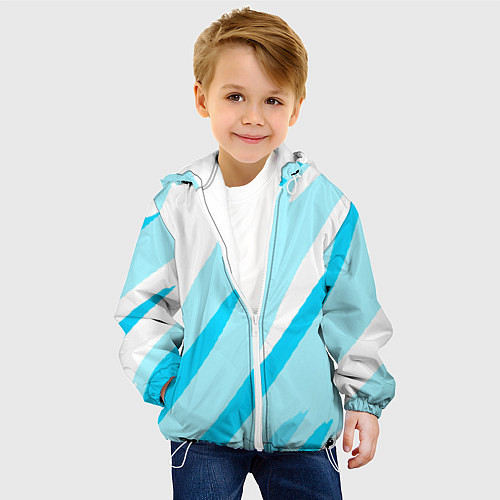 Детская куртка Белый с голубым абстракция / 3D-Белый – фото 4