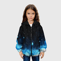 Куртка с капюшоном детская Синяя светящееся краска, цвет: 3D-черный — фото 2