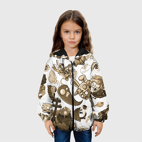 Детская куртка Растения против зомби в бежевых тонах / 3D-Черный – фото 3