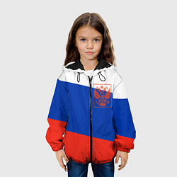 Куртка с капюшоном детская Россия флаг с гербом, цвет: 3D-черный — фото 2