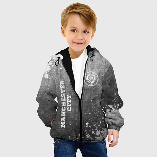 Детская куртка Manchester City - grey gradient вертикально / 3D-Черный – фото 4