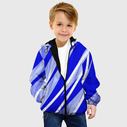 Куртка с капюшоном детская Абстрактный синий полосатый, цвет: 3D-черный — фото 2