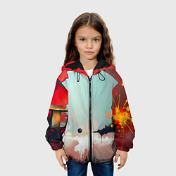 Куртка с капюшоном детская Сюрреалистичная абстракция, цвет: 3D-черный — фото 2