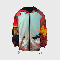 Куртка с капюшоном детская Сюрреалистичная абстракция, цвет: 3D-черный