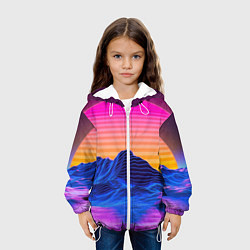 Куртка с капюшоном детская Неоновый закат, цвет: 3D-белый — фото 2