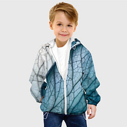 Куртка с капюшоном детская Листья с прожилками, цвет: 3D-белый — фото 2