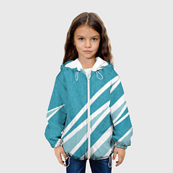 Куртка с капюшоном детская Бело-голубой абстракция с полосами, цвет: 3D-белый — фото 2