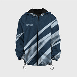 Куртка с капюшоном детская Sport синий текстурный с полосами, цвет: 3D-черный