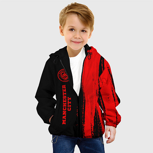 Детская куртка Manchester City - red gradient по-вертикали / 3D-Черный – фото 4