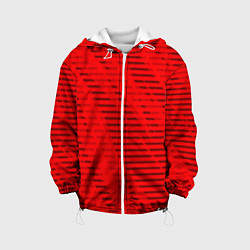 Куртка с капюшоном детская Красный полосатый, цвет: 3D-белый