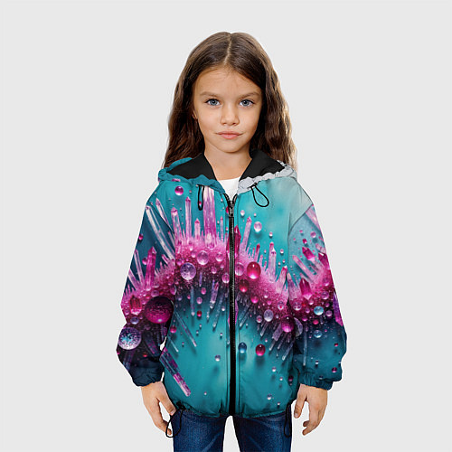 Детская куртка Розовые кристаллы / 3D-Черный – фото 3