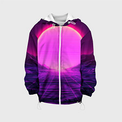 Детская куртка Синтвейв ретровейв неоновый узор и солнце