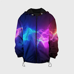Куртка с капюшоном детская Звуковая волна неоновый узор, цвет: 3D-черный