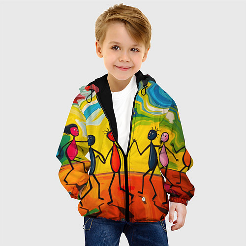Детская куртка Дружба человечков / 3D-Черный – фото 4