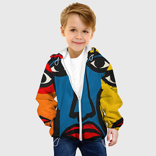 Детская куртка Арт с лицами / 3D-Белый – фото 4