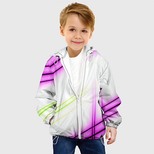 Детская куртка Green white pink line / 3D-Белый – фото 4