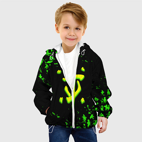 Детская куртка Doom x fallout кислотное лого / 3D-Белый – фото 4