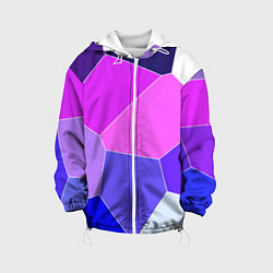 Куртка с капюшоном детская Сине-розовый крупные фрагменты, цвет: 3D-белый