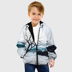 Куртка с капюшоном детская Дерево в море, цвет: 3D-черный — фото 2