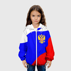 Куртка с капюшоном детская Россия волна и герб, цвет: 3D-белый — фото 2
