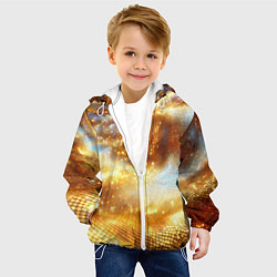 Куртка с капюшоном детская Блестящая золотая текстура, цвет: 3D-белый — фото 2