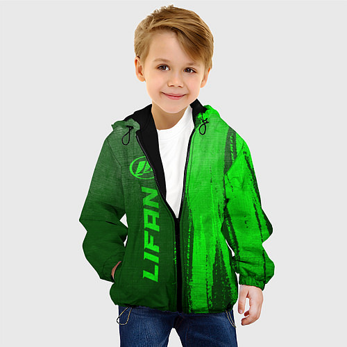 Детская куртка Lifan - green gradient по-вертикали / 3D-Черный – фото 4