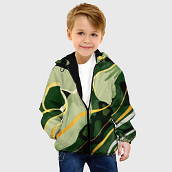 Куртка с капюшоном детская Зеленый природный паттерн, цвет: 3D-черный — фото 2