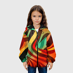 Куртка с капюшоном детская Жаркая полосатая абстракция, цвет: 3D-черный — фото 2