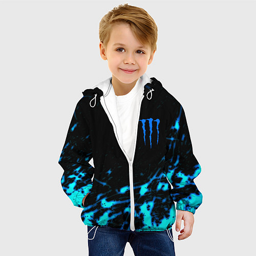 Детская куртка Monster energy голубые краски / 3D-Белый – фото 4