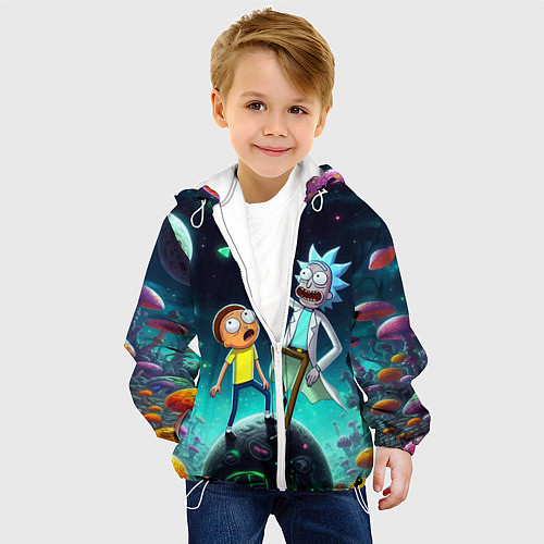 Детская куртка Рик и Морти на планете сказочных грибов / 3D-Белый – фото 4