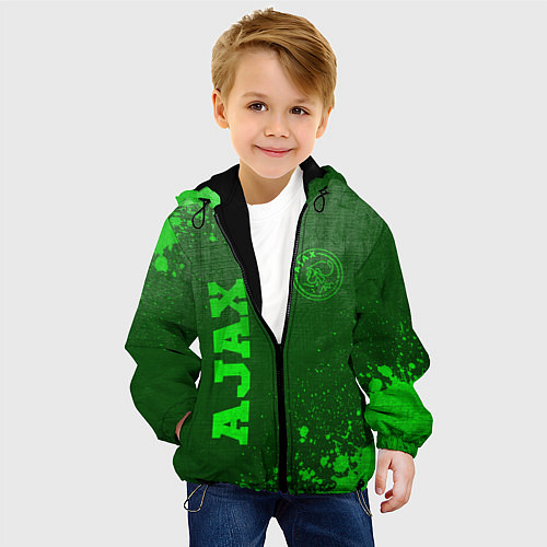 Детская куртка Ajax - green gradient вертикально / 3D-Черный – фото 4