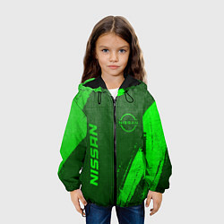 Куртка с капюшоном детская Nissan - green gradient вертикально, цвет: 3D-черный — фото 2