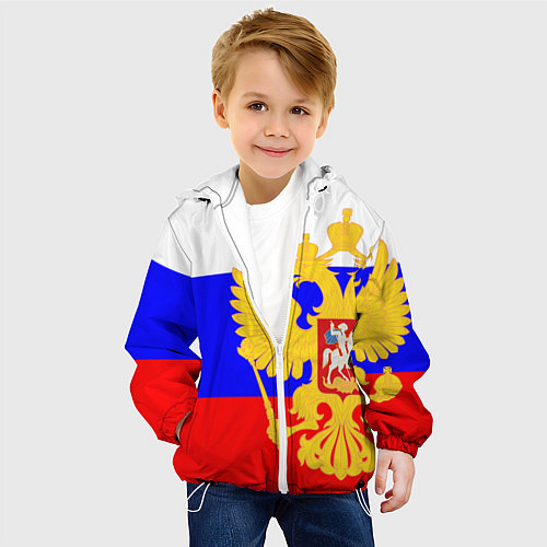 Детская куртка Герб с Флагом России / 3D-Белый – фото 4