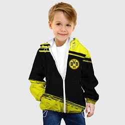 Куртка с капюшоном детская Borussia жёлтые полосы, цвет: 3D-белый — фото 2