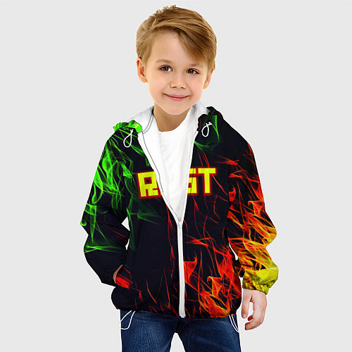 Детская куртка RUST огненная текстура / 3D-Белый – фото 4