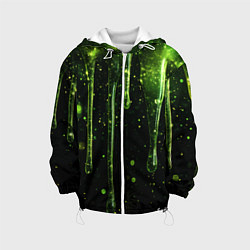 Куртка с капюшоном детская Зеленая объемная слизь, цвет: 3D-белый