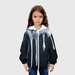 Куртка с капюшоном детская Белая объемная слизь текстура, цвет: 3D-белый — фото 2